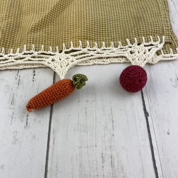 VTG 3d Crocheted Veggie & Fruit Green Edge Kitchen Hand Tea Towels - Picture 8 of 10